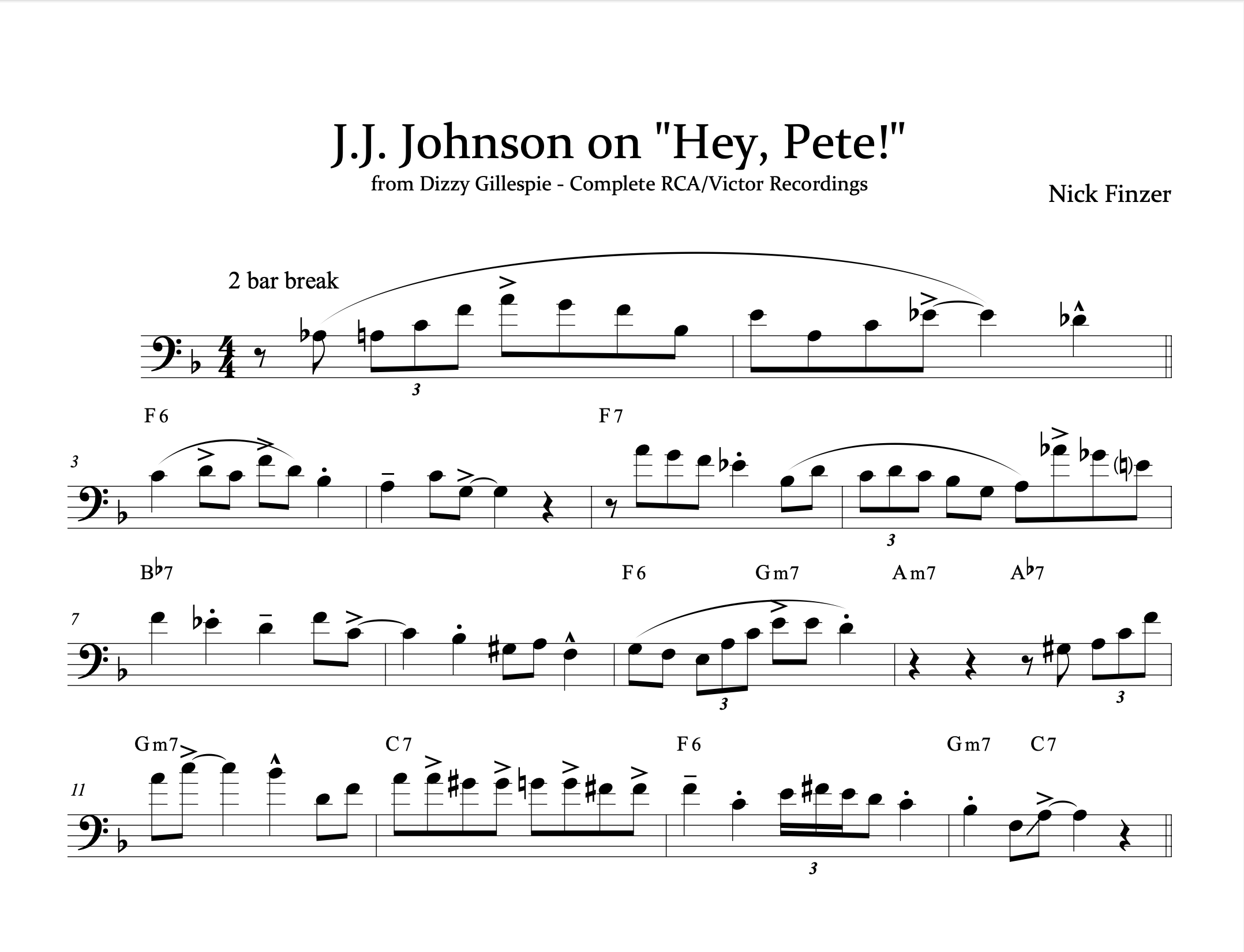 J・J・ジョンソン曲集（トロンボーン）【J.J. Johnson】 - J