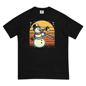 Trombone Playing Snowman Unisex garment-dyed heavyweight t-shirt