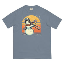 Load image into Gallery viewer, Trombone Playing Snowman Unisex garment-dyed heavyweight t-shirt