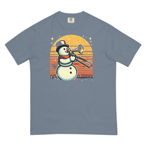 Trombone Playing Snowman Unisex garment-dyed heavyweight t-shirt