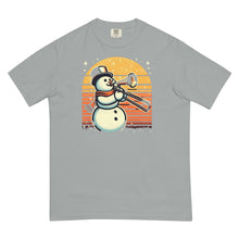 Load image into Gallery viewer, Trombone Playing Snowman Unisex garment-dyed heavyweight t-shirt