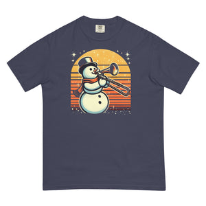 Trombone Playing Snowman Unisex garment-dyed heavyweight t-shirt