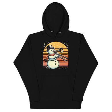 Trombone Playing Christmas/Holiday Snowman Unisex Hoodie
