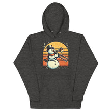 Load image into Gallery viewer, Trombone Playing Christmas/Holiday Snowman Unisex Hoodie