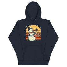 Load image into Gallery viewer, Trombone Playing Christmas/Holiday Snowman Unisex Hoodie